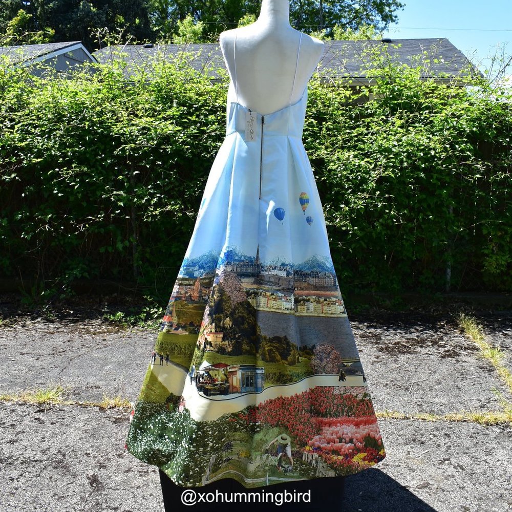Alice + Olivia | Paris Collage Multi Print Long Dress - Picture 8 of 16